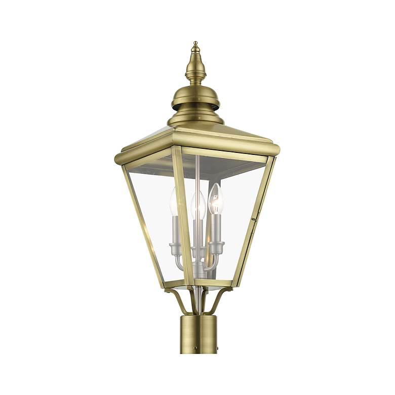 Image 4 3 Light Antique Brass Outdoor Large Post Top Lantern more views