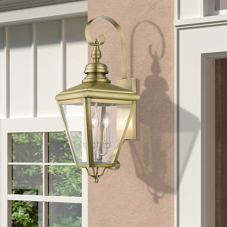 Image 1 3 Light Antique Brass Outdoor Large Wall Lantern