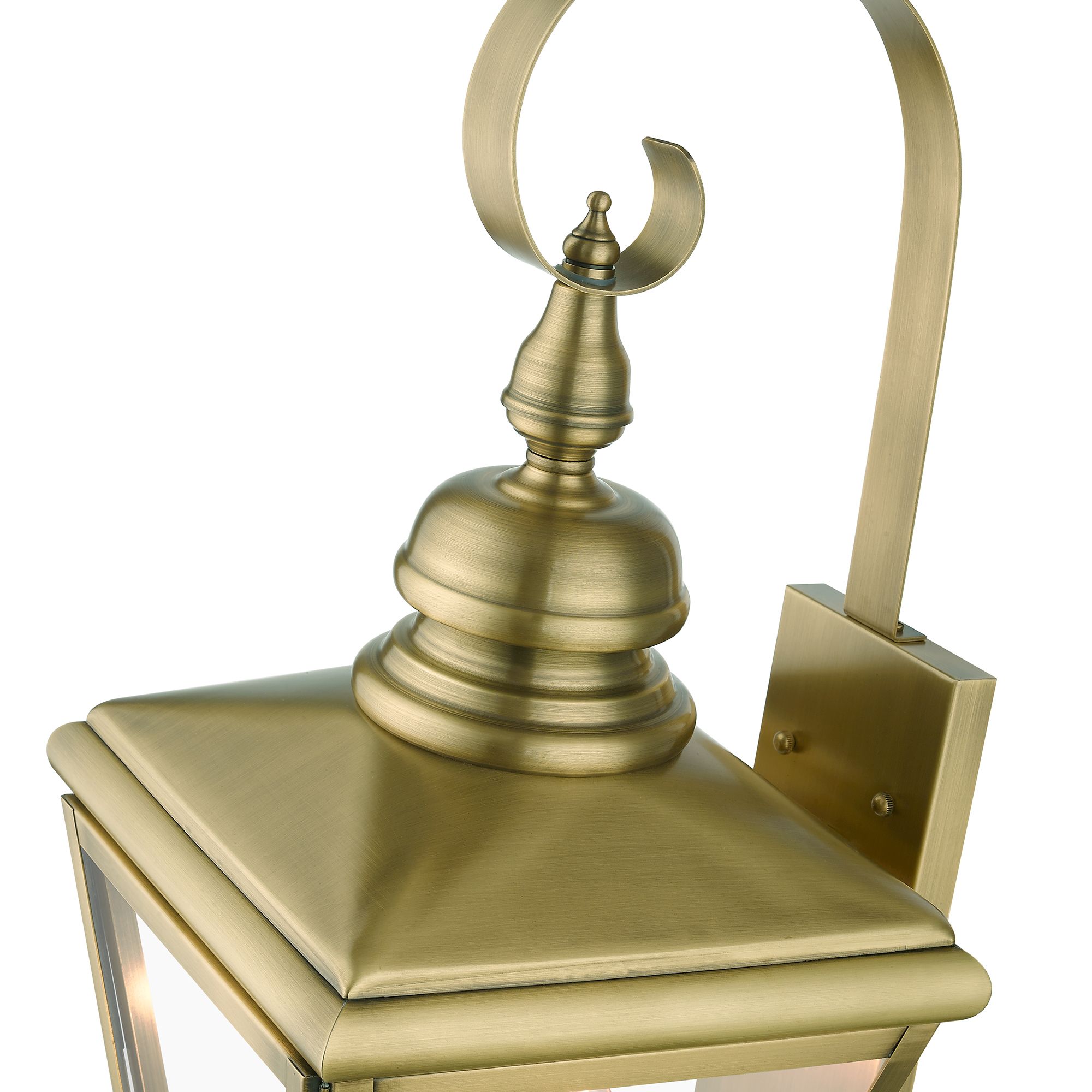 3 Light Antique Brass Outdoor Large Wall Lantern