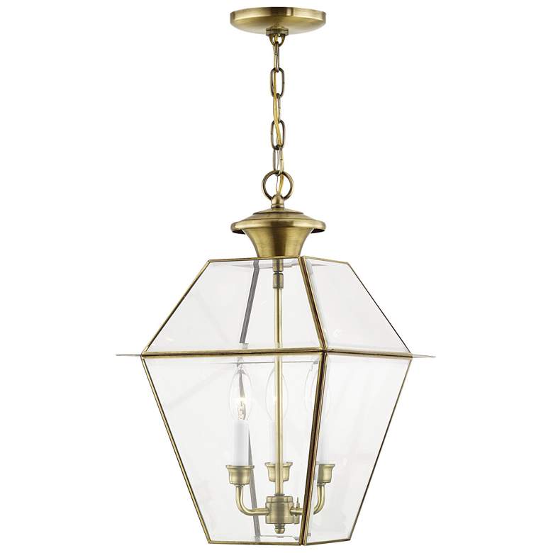 Image 1 3 Light Antique Brass Outdoor Pendant Lantern