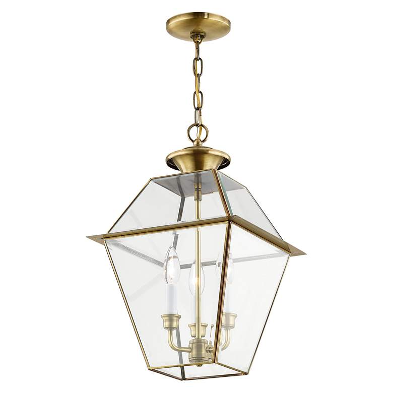 Image 4 3 Light Antique Brass Outdoor Pendant Lantern more views