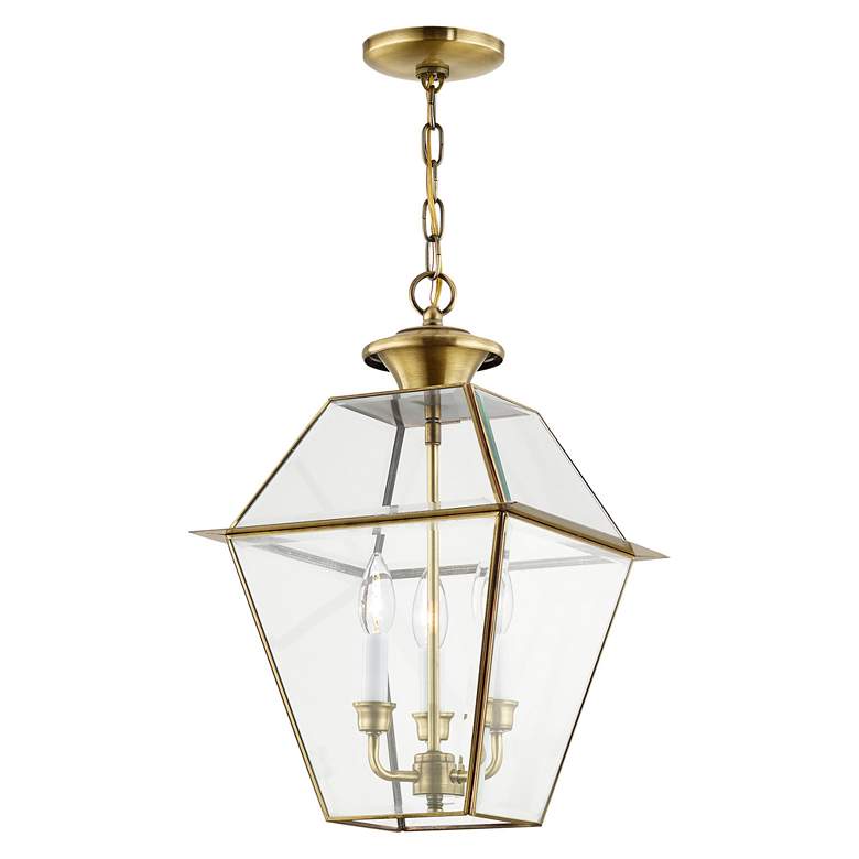 Image 6 3 Light Antique Brass Outdoor Pendant Lantern more views