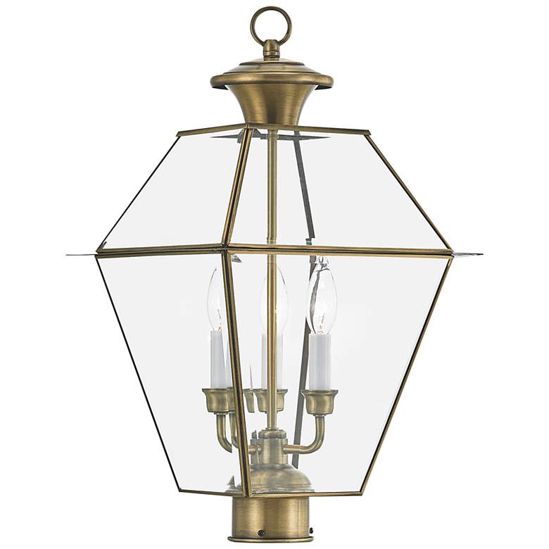 Image 1 3 Light Antique Brass Outdoor Post Top Lantern