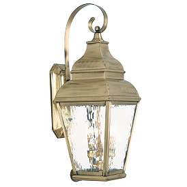 Image1 of 3 Light Antique Brass Outdoor Wall Lantern
