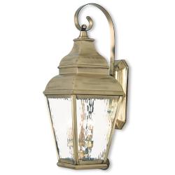 3 Light Antique Brass Outdoor Wall Lantern