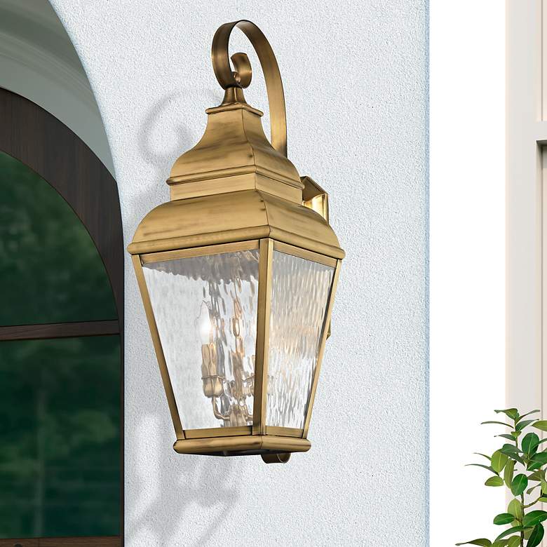 Image 1 3 Light Antique Brass Outdoor Wall Lantern