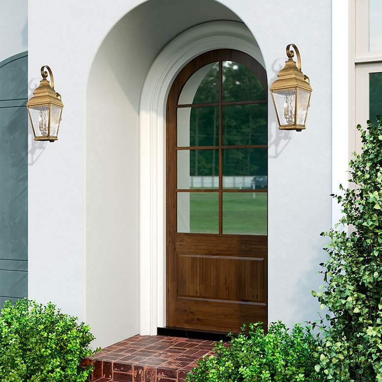 Image 3 3 Light Antique Brass Outdoor Wall Lantern more views