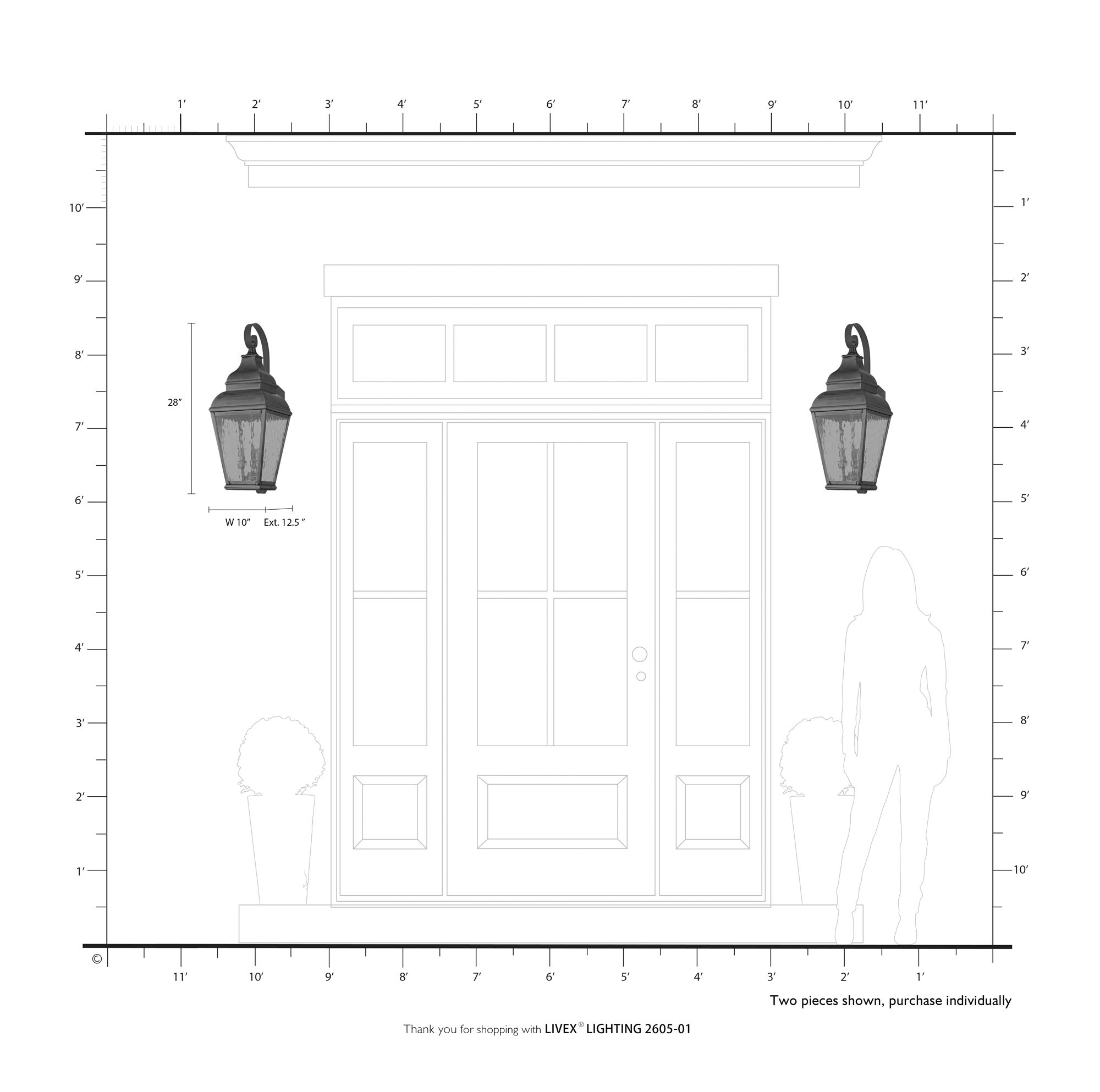 3 Light Antique Brass Outdoor Wall Lantern