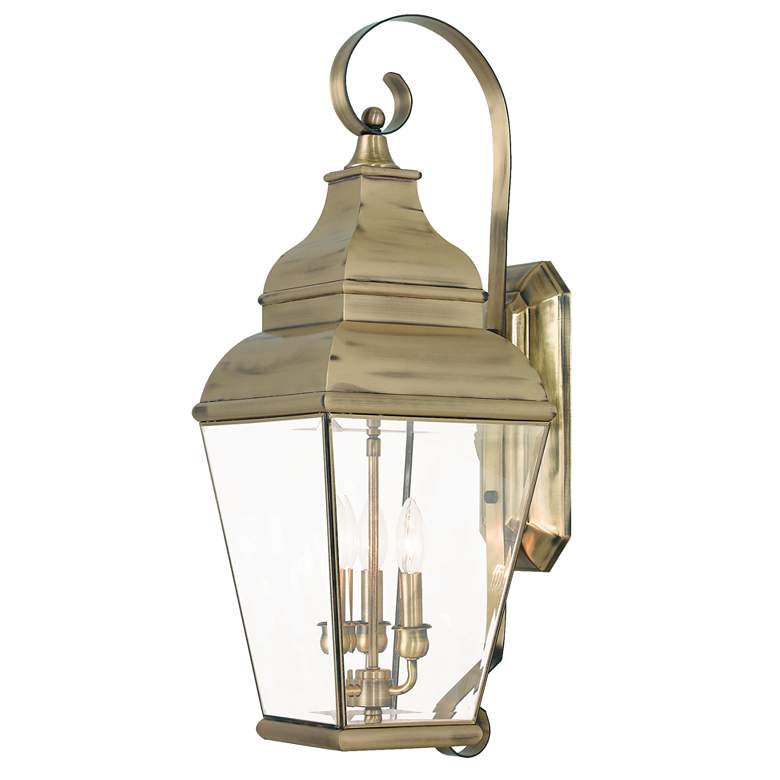 Image 1 3 Light Antique Brass Outdoor Wall Lantern