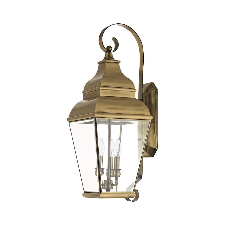 Image 4 3 Light Antique Brass Outdoor Wall Lantern more views