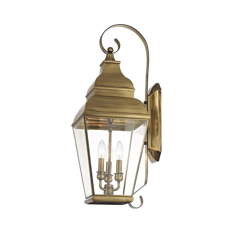 Image 7 3 Light Antique Brass Outdoor Wall Lantern more views