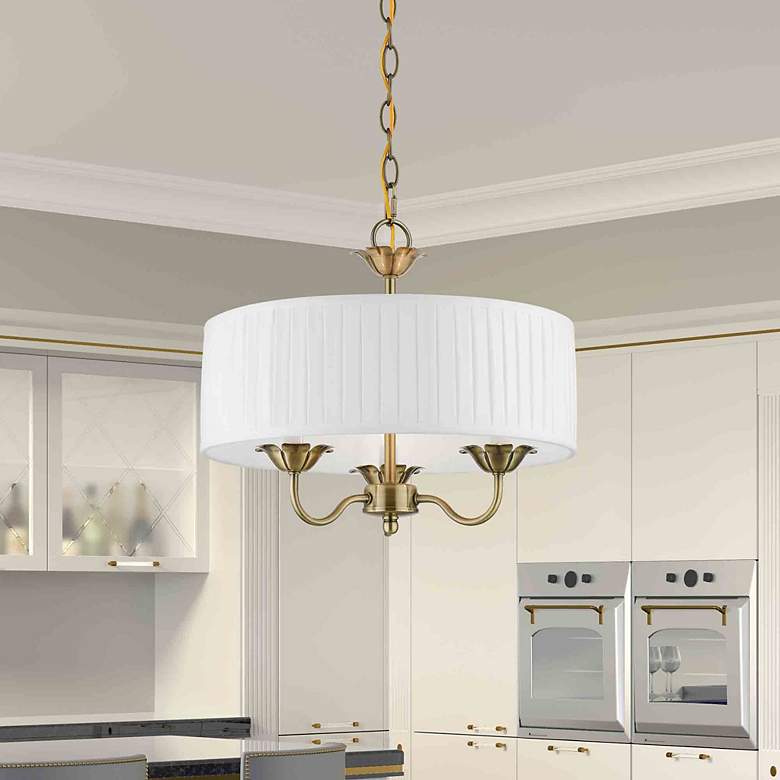 Image 1 3 Light Antique Brass Pendant Chandelier