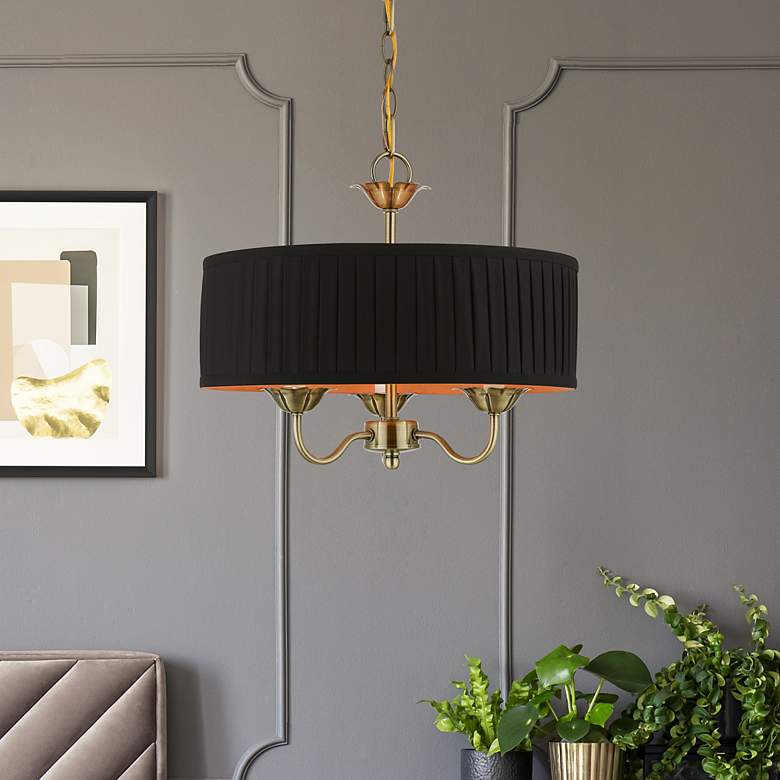 Image 1 3 Light Antique Brass Pendant Chandelier