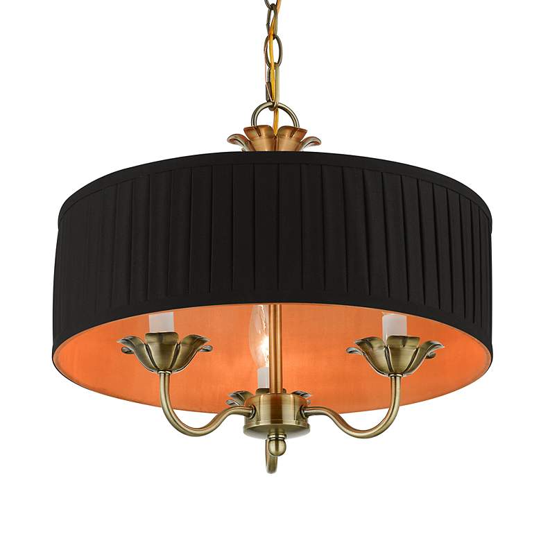 Image 4 3 Light Antique Brass Pendant Chandelier more views