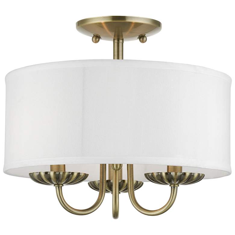 Image 1 3 Light Antique Brass Semi-Flush Mount