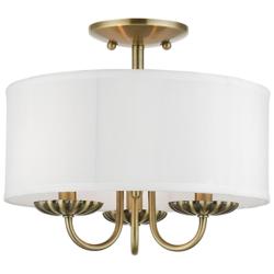 3 Light Antique Brass Semi-Flush Mount
