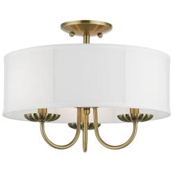 3 Light Antique Brass Semi-Flush