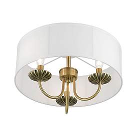 Image5 of 3 Light Antique Brass Semi-Flush more views