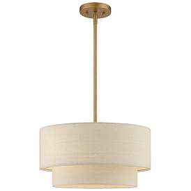 Image1 of 3 Light Antique Gold Leaf Pendant Chandelier