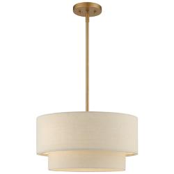 3 Light Antique Gold Leaf Pendant Chandelier