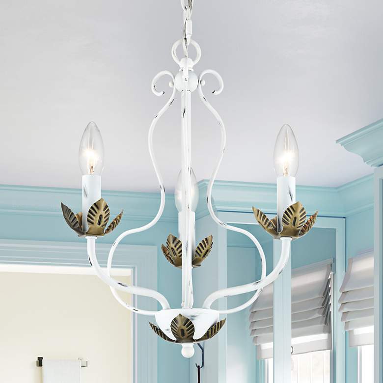 Image 2 3 Light Antique White Chandelier
