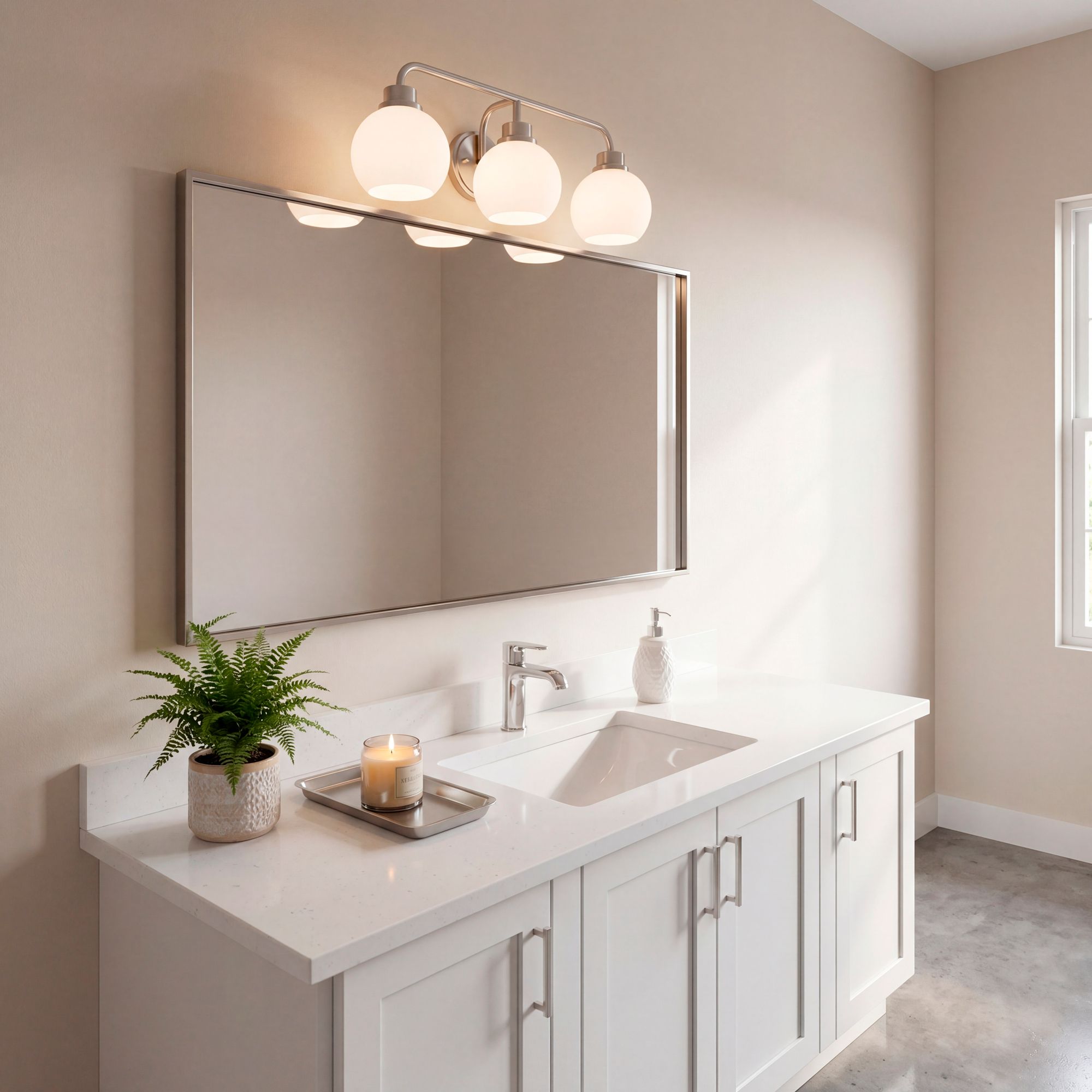 3-Light Bathroom Vanity Light in Brushed Nickel