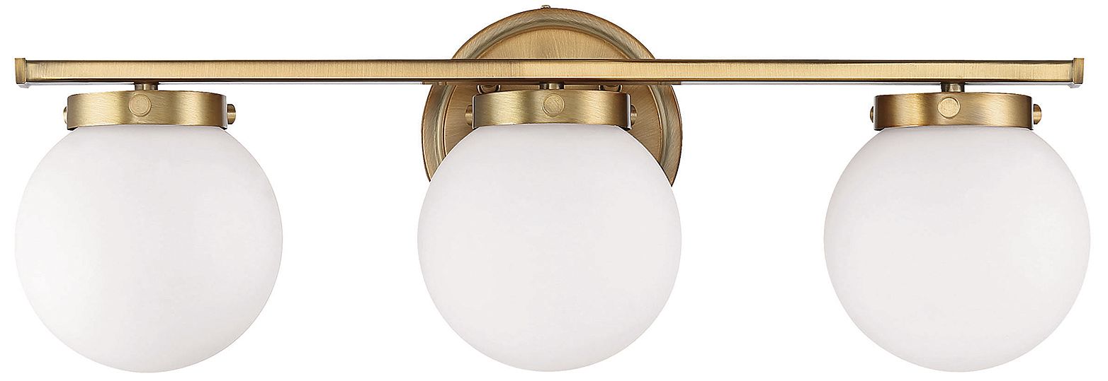 3-Light Bathroom Vanity Light in Natural Brass