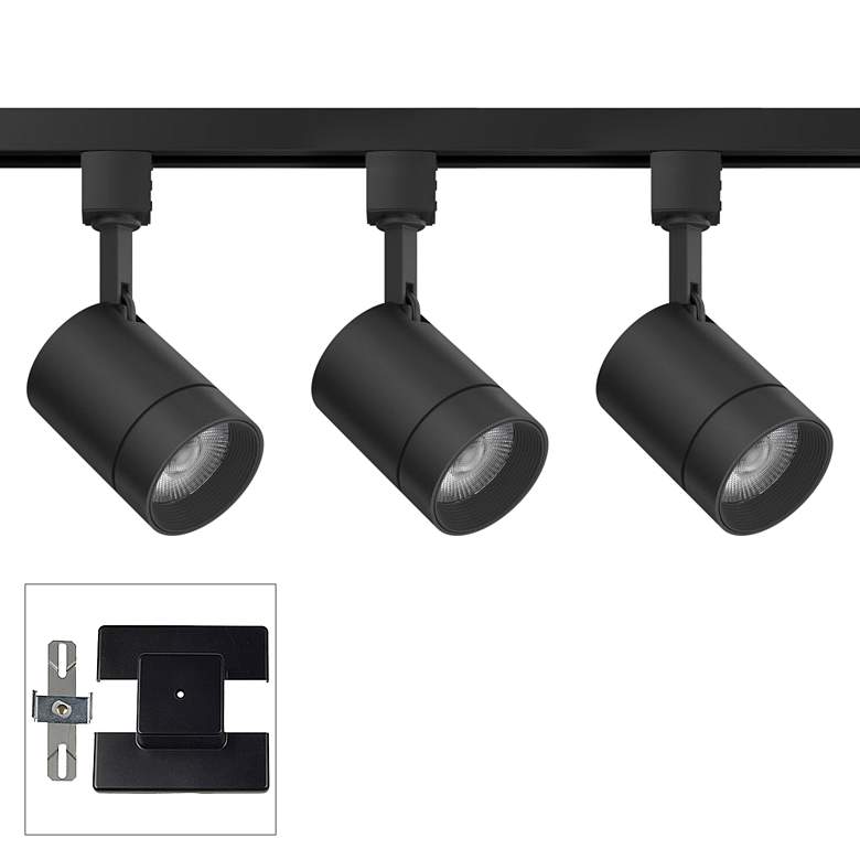 Image 1 3-Light Black 12 Watt LED Floating Canopy Track Kit