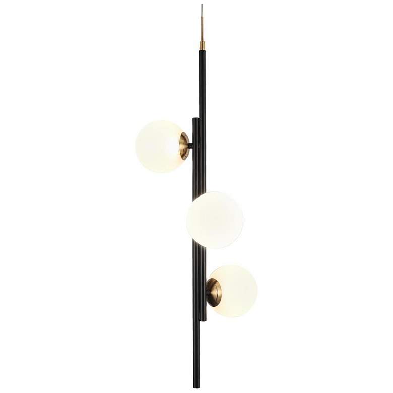 Image 1 3-Light Black and Brass Ball LED Chandeliers with Frosted Glass