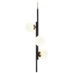 3-Light Black and Brass Ball LED Chandeliers with Frosted Glass