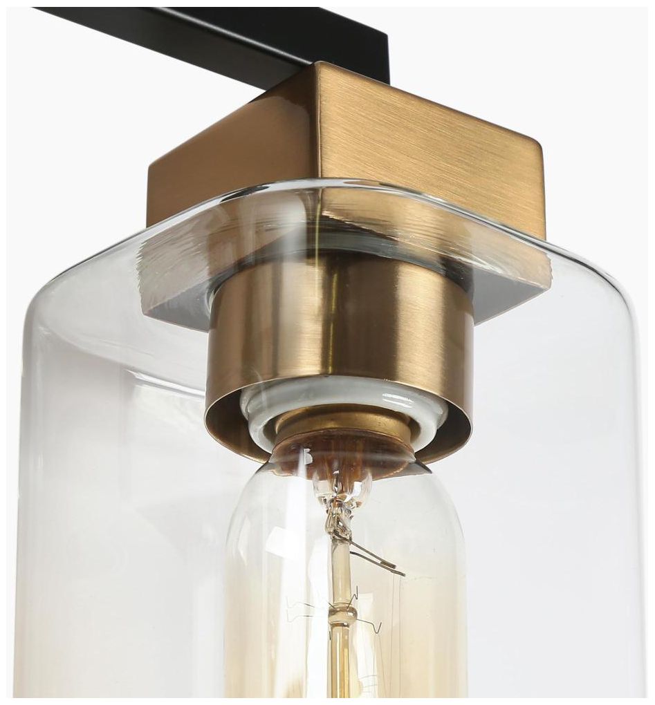 Image 4 3-Light Black and Brass Bathroom Vanity Light more views