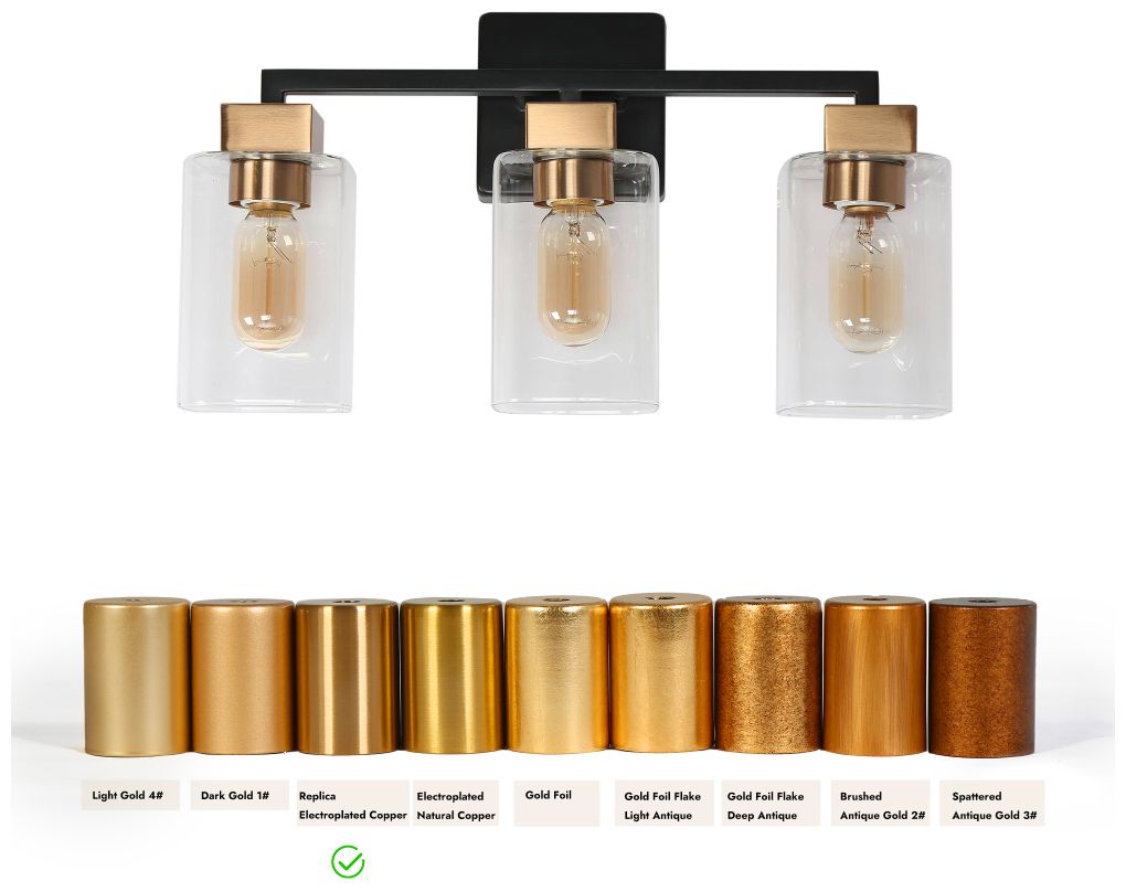 Image 5 3-Light Black and Brass Bathroom Vanity Light more views