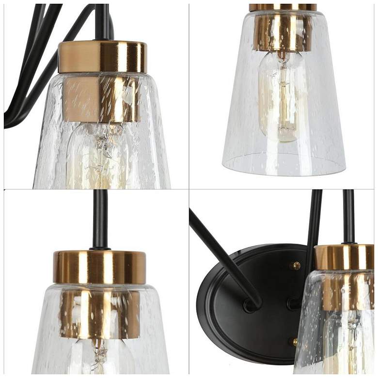 Image 4 3-Light Black and Brass Gold Bathroom Vanity Light more views