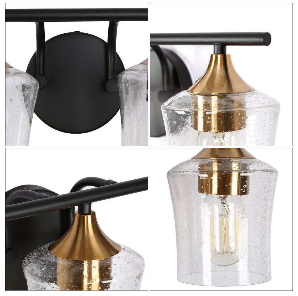 Image 3 3-Light Black and Brass Gold Bathroom Vanity Lights more views