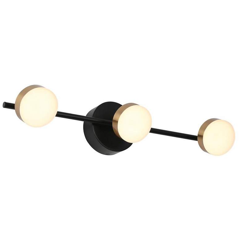 Image 1 3-Light Black and Brass Integrated LED Vanity Light