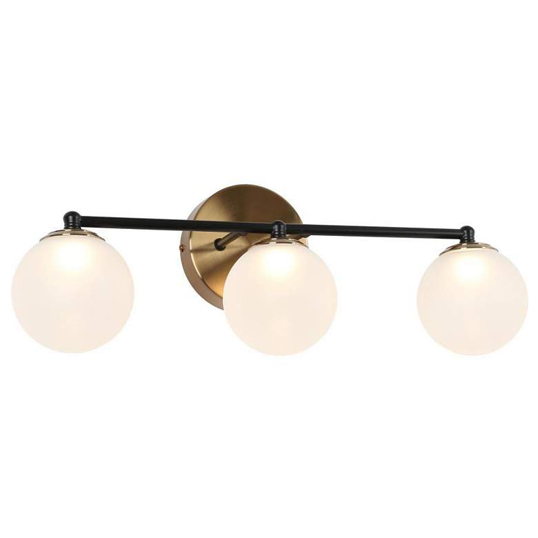 Image 1 3-Light Black and Brass Plated LED Bathroom Vanity Light