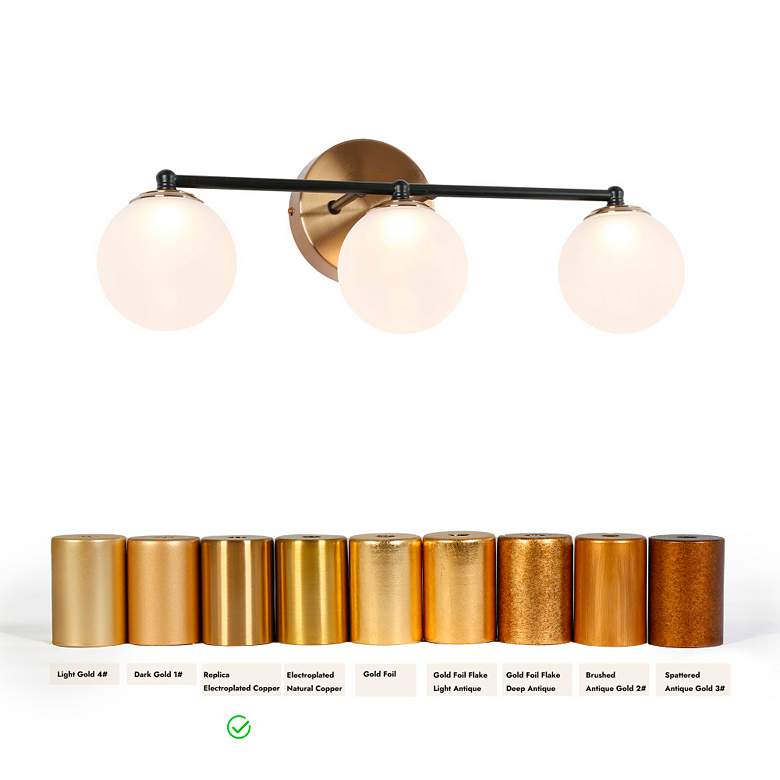 Image 4 3-Light Black and Brass Plated LED Bathroom Vanity Light more views