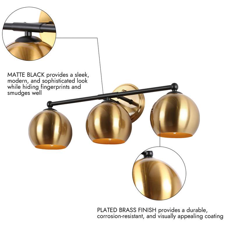Image 5 3-Light Black and Brass-Plated Vanity Light more views