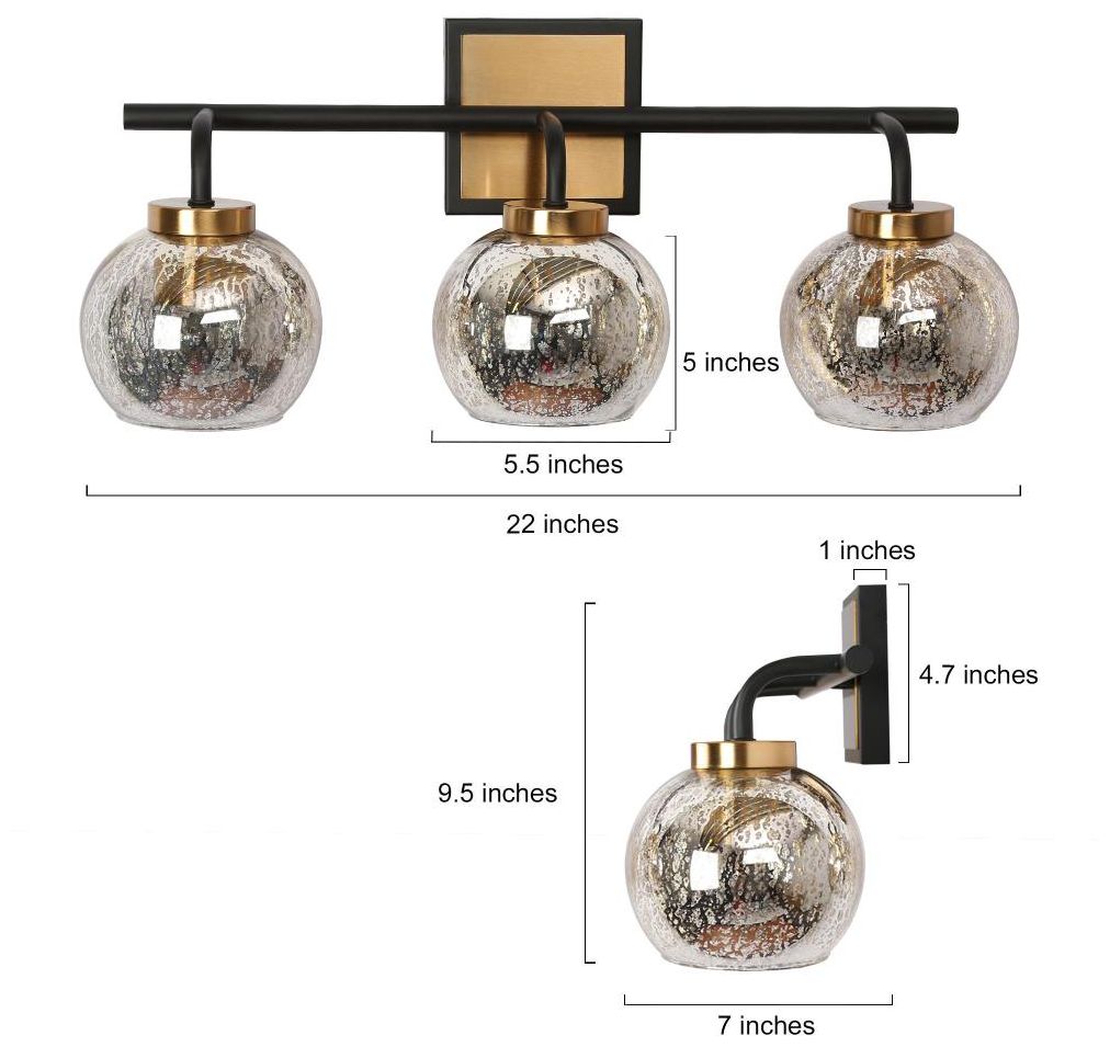 Image 2 3-Light Black and Gold Bathroom Vanity Light more views
