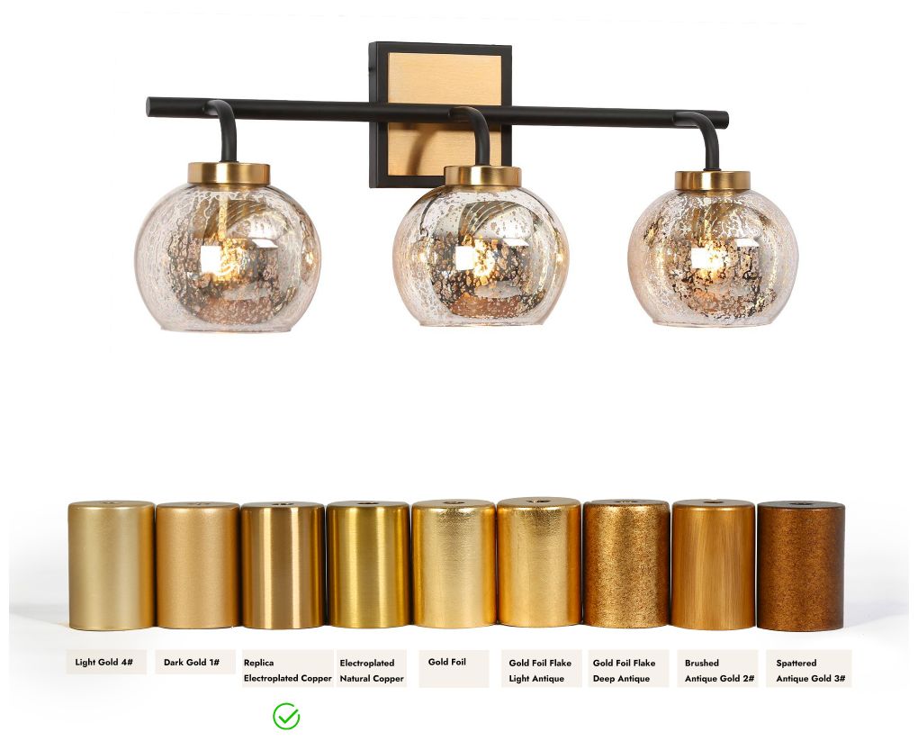 Image 3 3-Light Black and Gold Bathroom Vanity Light more views