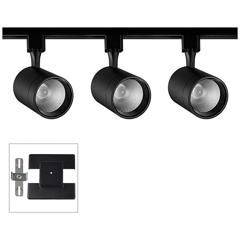 Image 1 3-Light Black Anti-Glare 15W LED Floating Canopy Track Kit