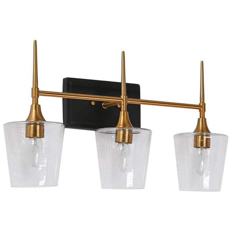 Image 1 3-Light Black Bathroom Vanity Light with Brass Gold Bathlight