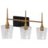3-Light Black Bathroom Vanity Light with Brass Gold Bathlight