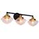 3-Light Black Bathroom Vanity Light with Seeded Glass