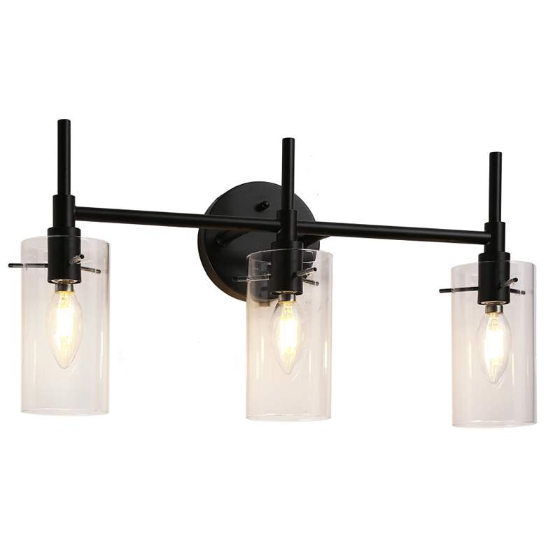 Image 1 3-Light Black Bathroom Wall Light