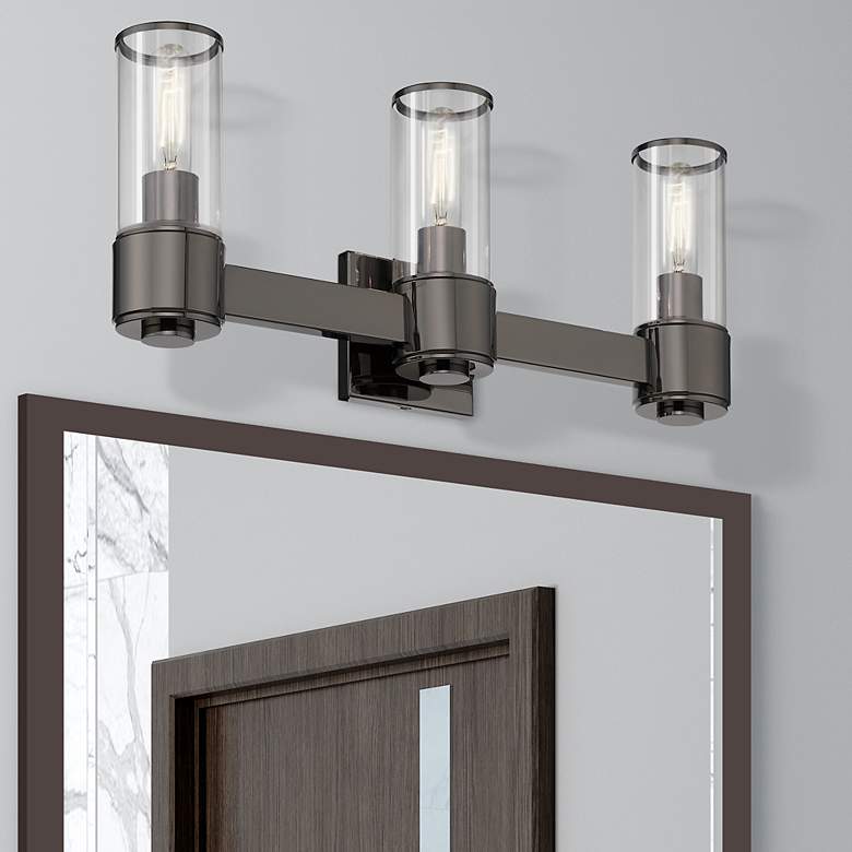 Image 1 3 Light Black Chrome Vanity Sconce