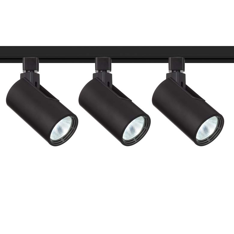 Image 1 3-Light Black Cylinder 20W LED Floating Canopy Track Kit