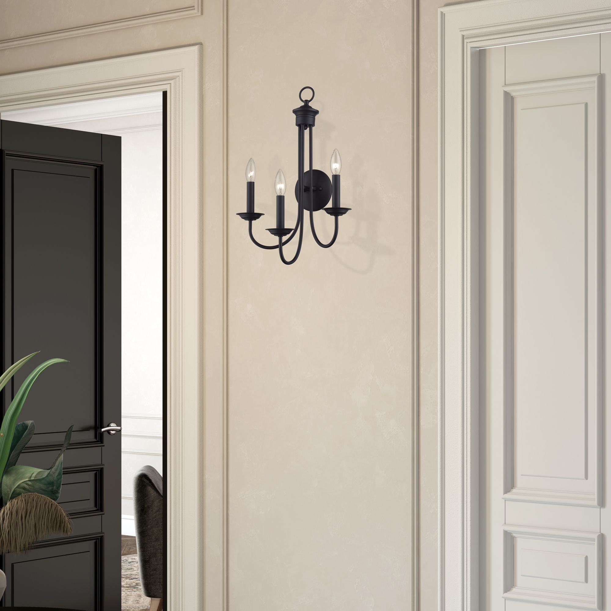 3 Light Black Extra Large Wall Sconce