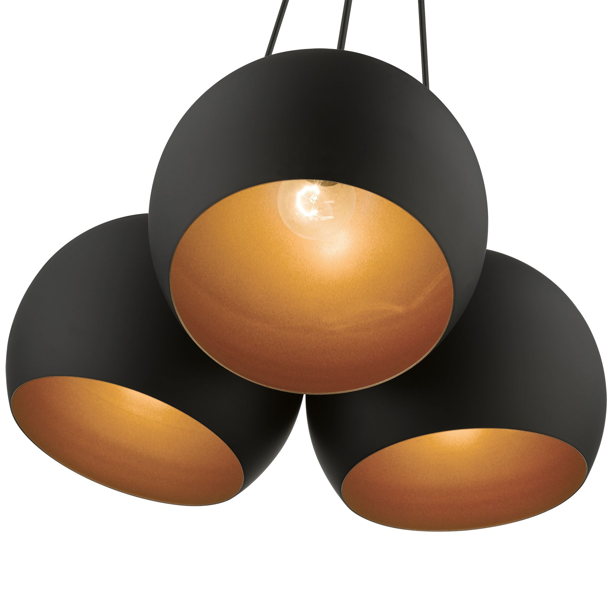 3 Light Black Globe Pendant in scene