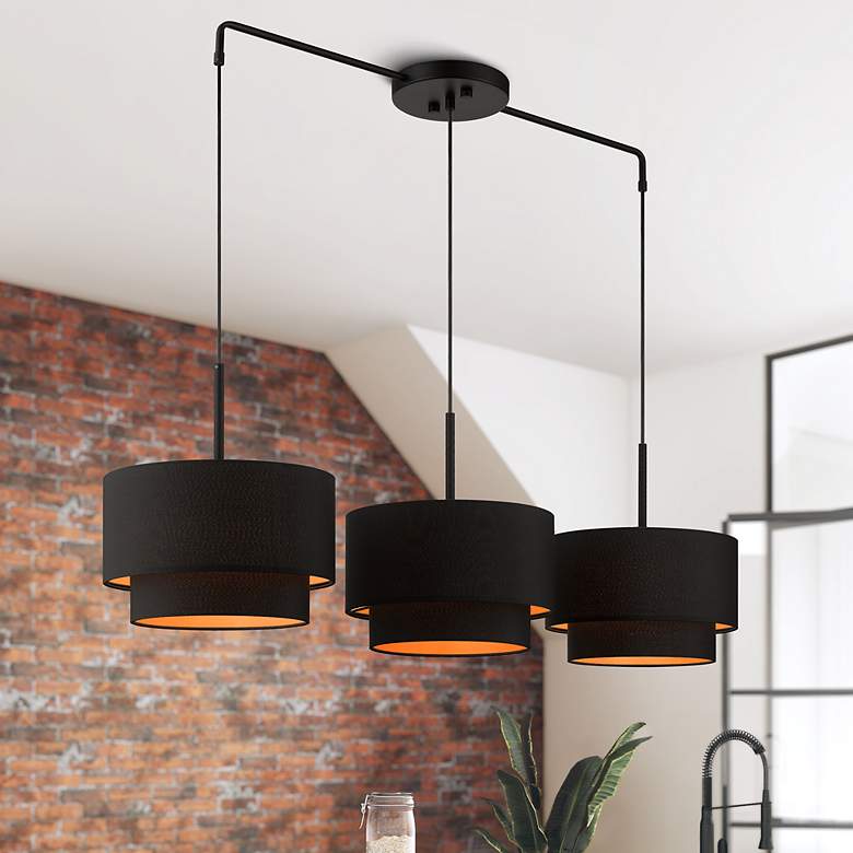 Image 1 3 Light Black Large Linear Chandelier